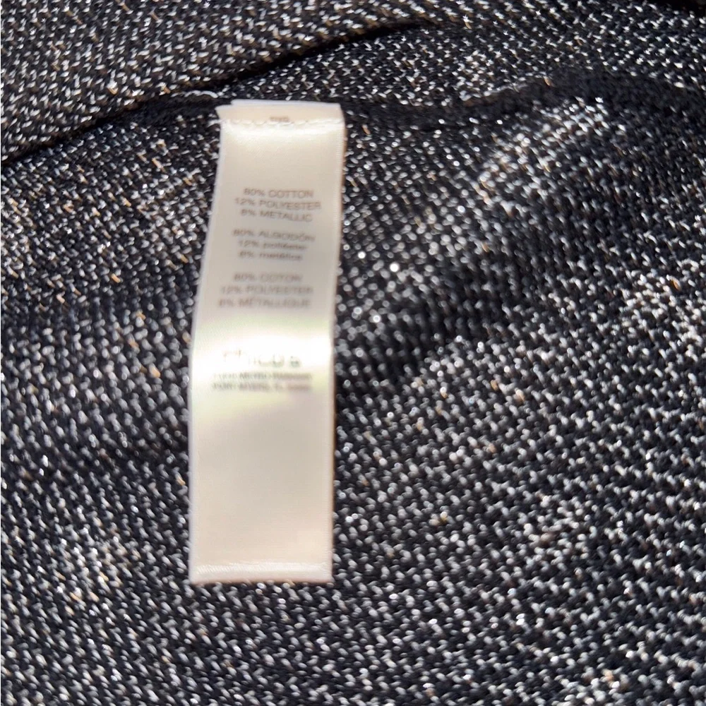 Chico’s Travelers Black Silver Metallic Shimmer Open Cardigan Jacket - Picture 10 of 11